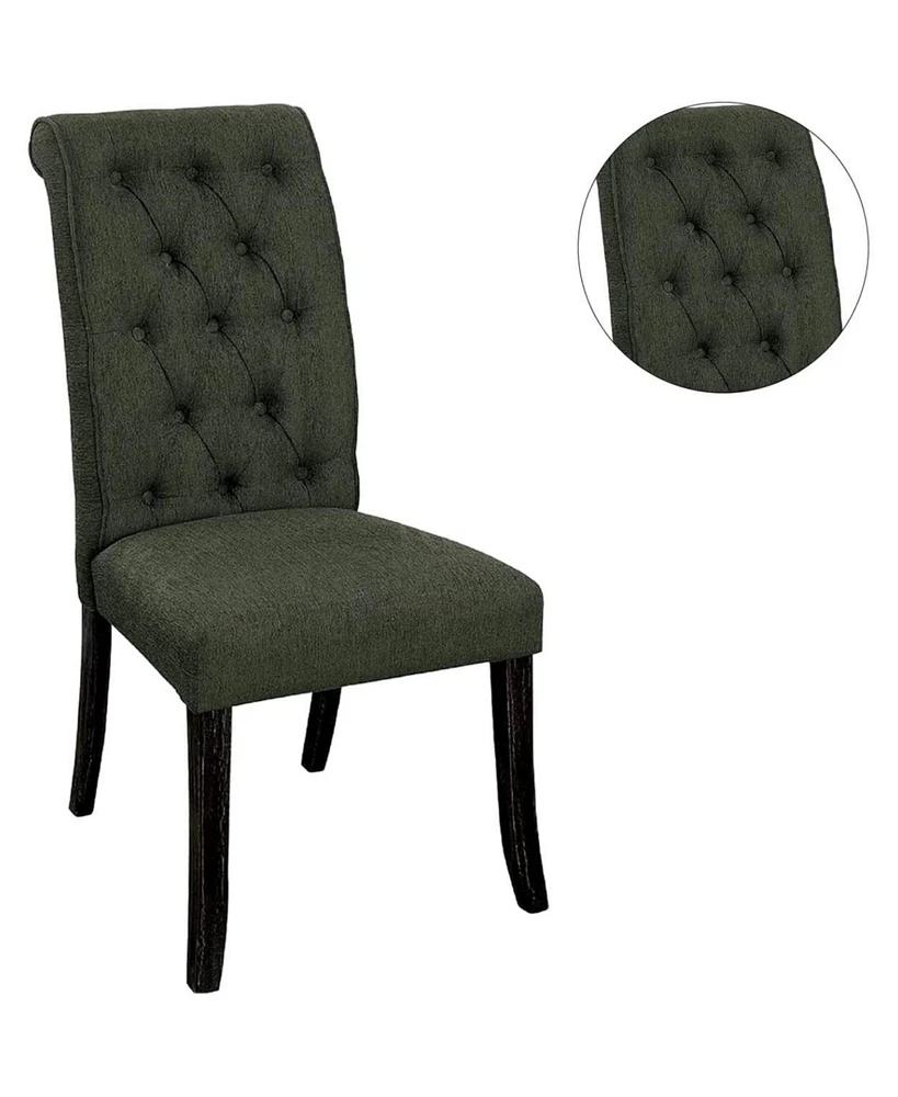 Simplie Fun Gray Fabric Tufted Dining Chairs Set