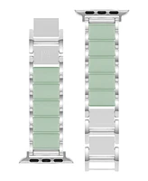 Anne Klein Women's Silver-Tone Alloy Metal and Mint Silicone Bracelet designed for Apple Watch 42mm (Series 1-3 only) & 44/45/46/49mm (Ultra & Ultra 2