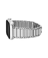 Anne Klein Women's Silver-Tone Bead Accented Link Bracelet Compatible with 38mm/40mm/41mm Apple Watch - Silver