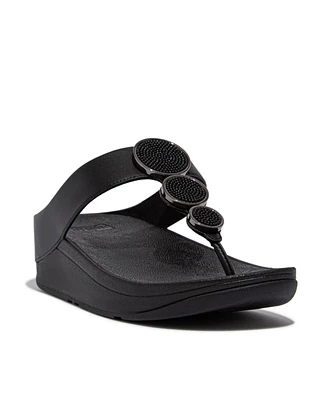 FitFlop Women's Halo Bead-Circle Leather Toe-Post Sandals
