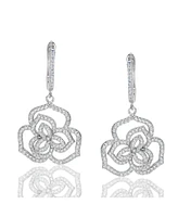 Suzy Levian New York Suzy Levian Sterling Silver Cubic Zirconia Open Wild Flower Dangle Earrings