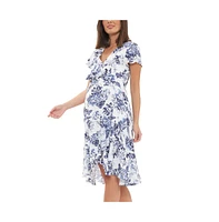 Ripe Maternity Georgia Tie Front Nursing Dress Navy/White