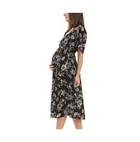 Ripe Maternity Trina Shirred Dress Black/Natural