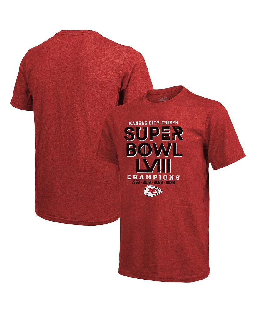 Men's Majestic Red Kansas City Chiefs Super Bowl Lviii Champions Tri-Blend T-shirt