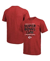 Men's Majestic Red Kansas City Chiefs Super Bowl Lviii Champions Tri-Blend T-shirt