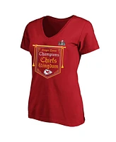 Women's Fanatics Red Kansas City Chiefs Super Bowl Lviii Champions Plus Size On Top V-Neck T-shirt