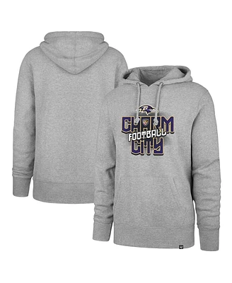 Men's '47 Brand Gray Baltimore Ravens Regional Headline Pullover Hoodie