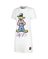 Women's Freeze Max Daffy Duck White Looney Tunes Jersey T-shirt Dress