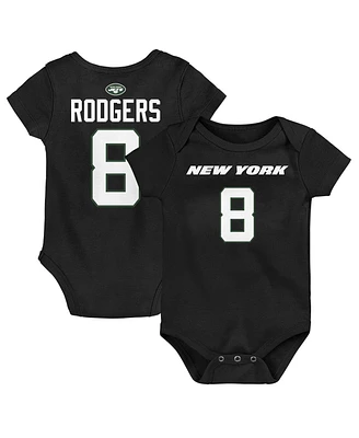 Baby Boys and Girls Aaron Rodgers Black New York Jets Mainliner Player Name Number Bodysuit
