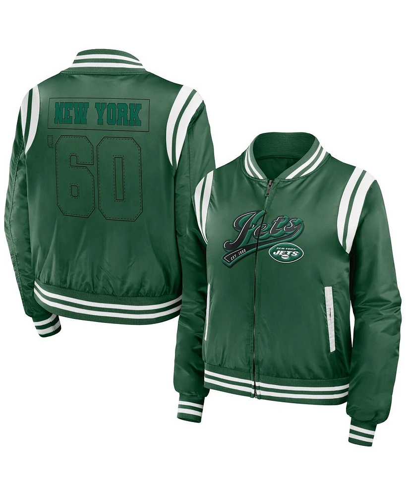 Women's Wear by Erin Andrews Green New York Jets Bomber Full-Zip Jacket