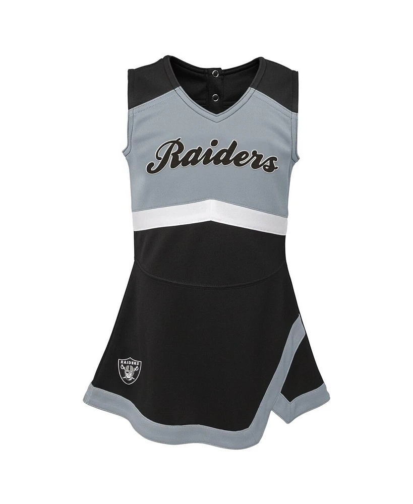 Girls Toddler Black Las Vegas Raiders Cheer Captain Dress with Bloomers