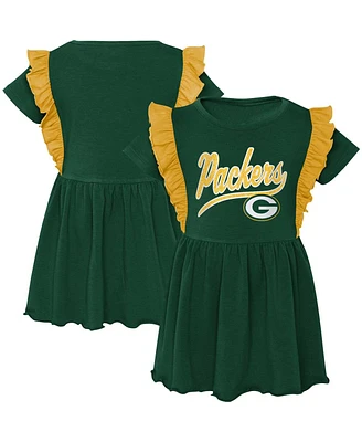 Little Girls Green Green Bay Packers Too Cute Tri-Blend Dress
