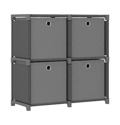 4-Cube Display Shelf with Boxes Gray 27.2"x11.8"x28.5" Fabric