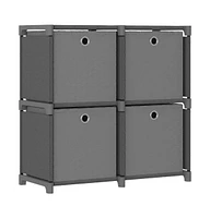 4-Cube Display Shelf with Boxes Gray 27.2"x11.8"x28.5" Fabric