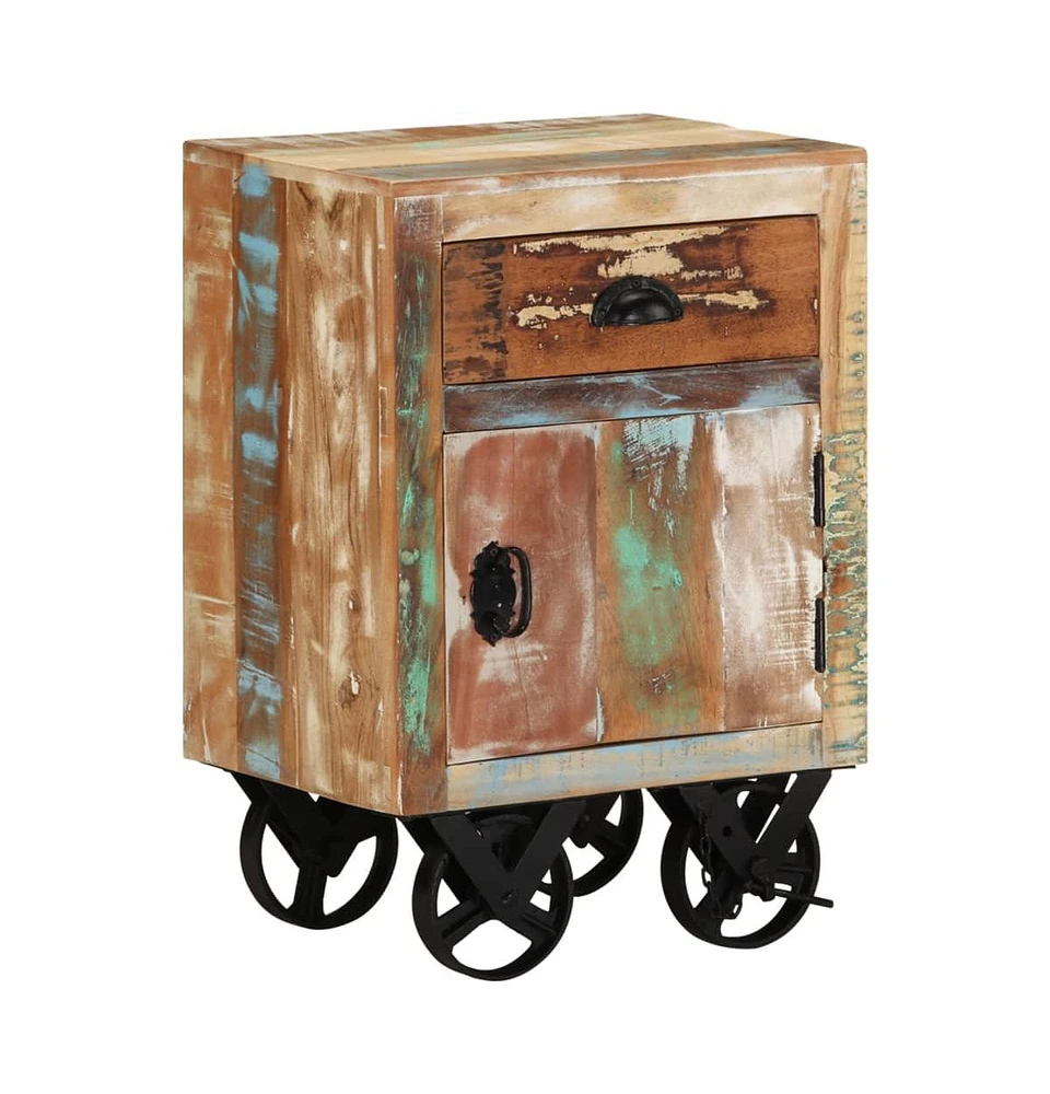 Bedside Cabinet with Wheels 15.7"x11.8"x22.4" Solid Reclaimed Wood