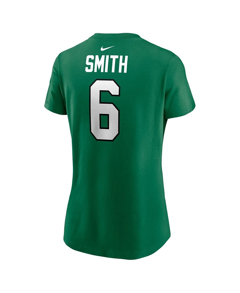 Women's Nike DeVonta Smith Kelly Green Philadelphia Eagles Player Name and Number T-shirt