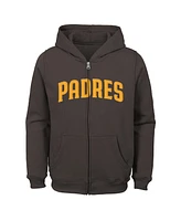 Big Boys Brown San Diego Padres Wordmark Full-Zip Fleece Hoodie