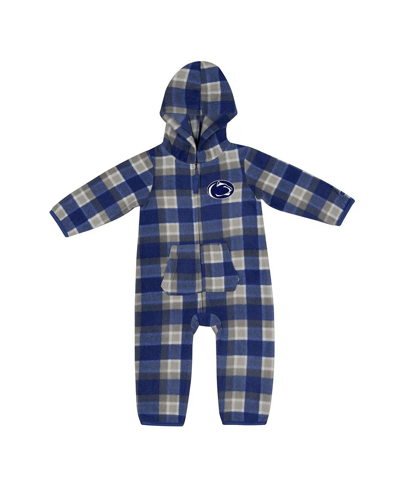 Baby Boys and Girls Colosseum Navy, Gray Penn State Nittany Lions Farays Plaid Full-Zip Hoodie Jumper