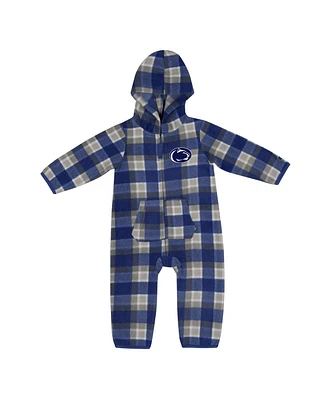 Baby Boys and Girls Colosseum Navy, Gray Penn State Nittany Lions Farays Plaid Full-Zip Hoodie Jumper