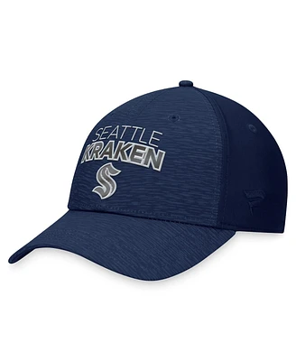 Men's Fanatics Deep Sea Blue Seattle Kraken Authentic Pro Road Stack Logo Flex Hat