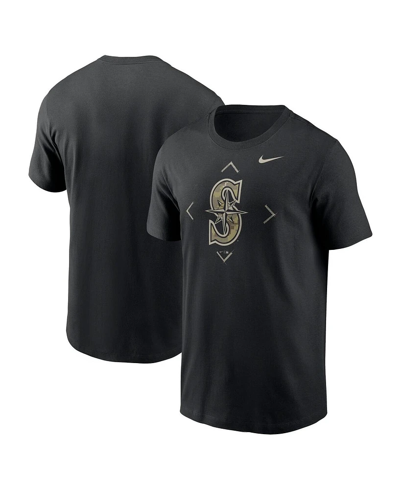 Men's Nike Black Seattle Mariners Camo Logo T-shirt