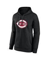 Women's Fanatics Black Cincinnati Reds Logo Pullover Hoodie