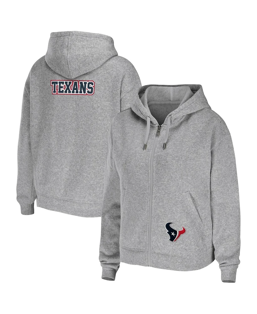 Women's Wear by Erin Andrews Heathered Gray Houston Texans Team Full-Zip Hoodie