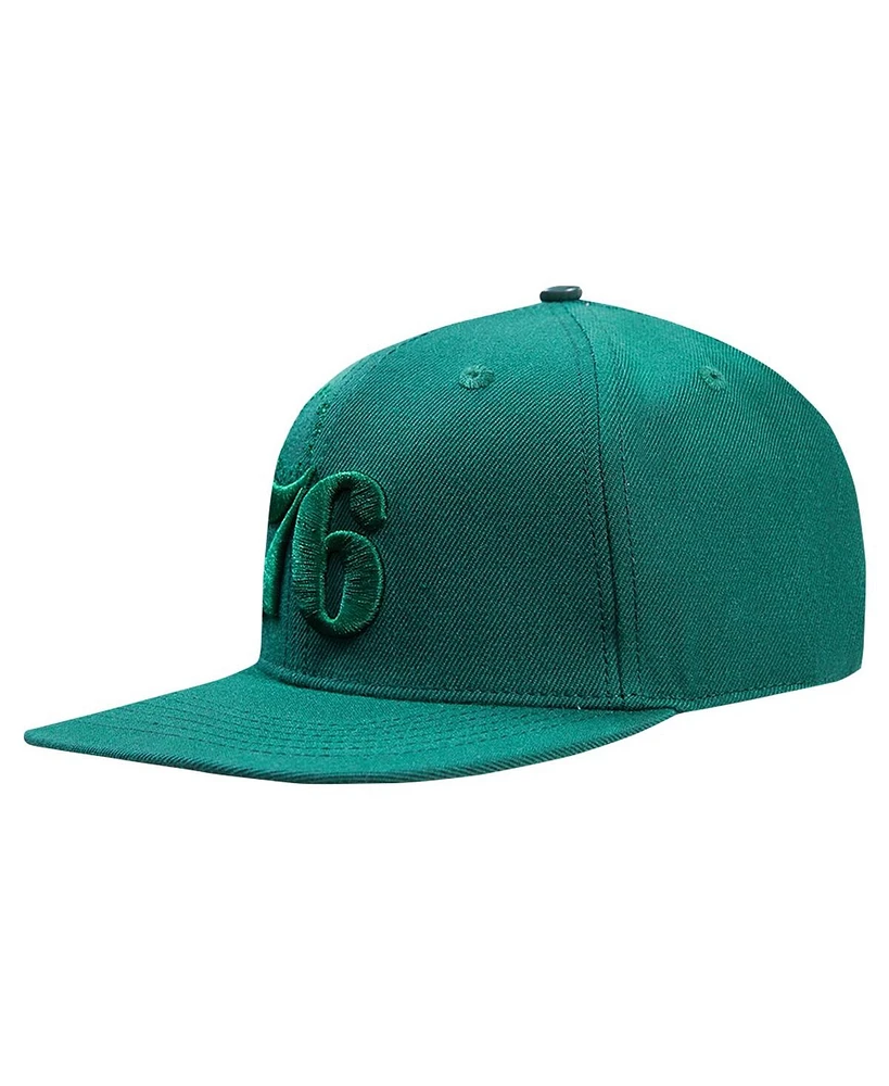 Men's Pro Standard Forest Green Philadelphia 76ers Tonal Logo Snapback Hat