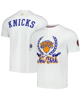 Men's and Women's Fisll White New York Knicks Heritage Crest T-shirt