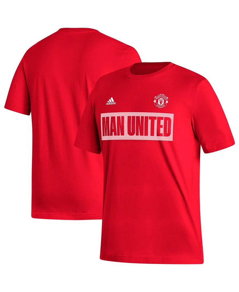 Men's adidas Red Manchester United Culture Bar T-shirt