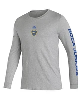 Men's adidas Heather Gray Boca Juniors Team Crest Long Sleeve T-shirt