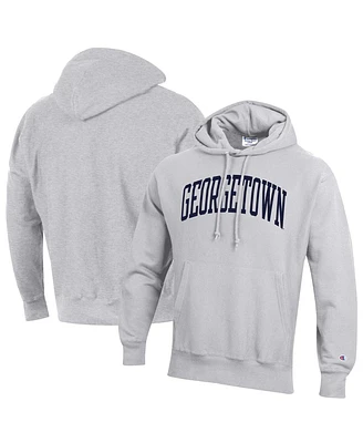 Men's Champion Heathered Gray Georgetown Hoyas Team Arch Reverse Weave Pullover Hoodie