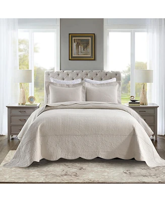MarCielo 3 Pcs 100% Cotton Oversized Bedspread Set Lightweight Quilt Set Tg