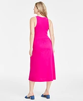 On 34th Round-Neck Ribbed-Bodice Midi Dress, Created for Macy's