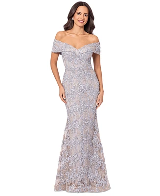 Xscape Women's Off-The-Shoulder Lace Gown