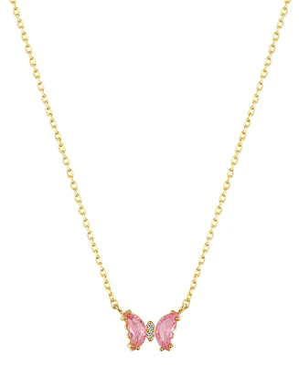 Unwritten Pink Cubic Zirconia Butterfly Necklace