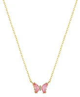 Unwritten Pink Cubic Zirconia Butterfly Necklace