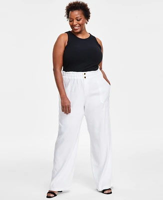 I.n.c. International Concepts Plus Linen-Blend Wide-Leg Pants, Created for Macy's