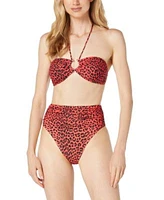 Michael Michael Kors Womens Animal Print O Ring Bikini Top Bottoms