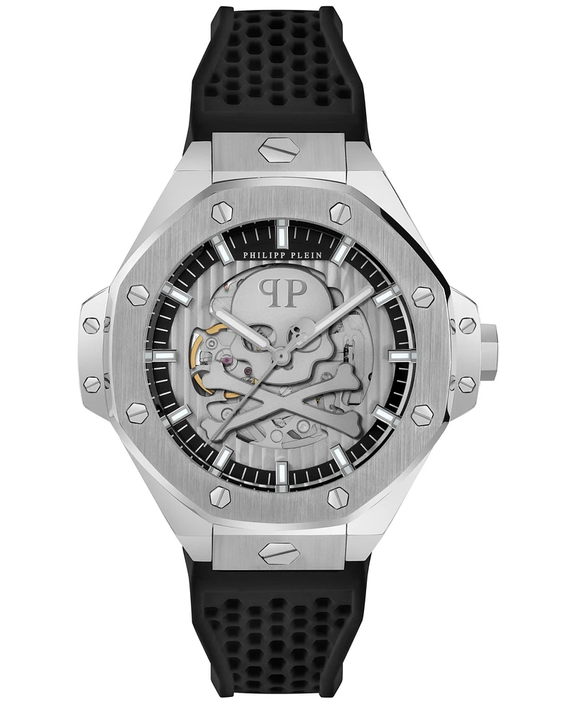 Philipp Plein Men's Automatic Skeleton Royal Silicone Strap Watch 46mm