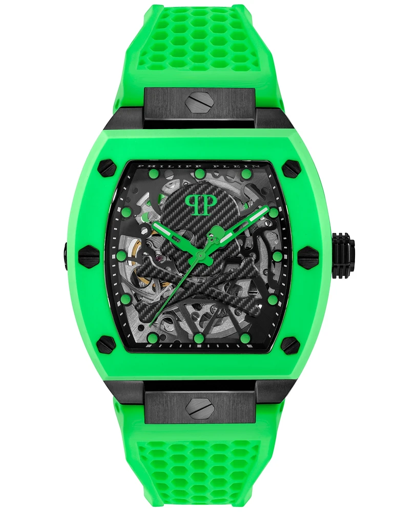 Philipp Plein Men's Automatic The Skeleton Silicone Strap Watch 44mm