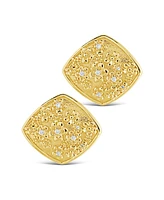 Sterling Forever Gold-Tone or Silver-Tone Cubic Zirconia Detail Flower Pendant Ophelia Studs