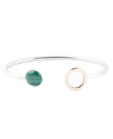 Barse Two Toned Genuine Malachite Circle Cuff Bracelet