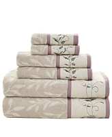 Madison Park Cotton 6-Pc. Embroidered Serene Jacquard Towel Set