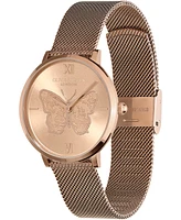 Olivia Burton Women's Signature Butterfly Rose Gold-Tone Stainless Steel Mesh Watch 35mm