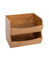 Seville Classics 2-Piece Stackable Bamboo Bin Organizer Set