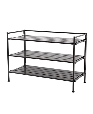 Seville Classics Home 3-Tier Stackable Wide Resin Slat Shoe Rack