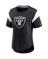 Women's Nike Heather Black Las Vegas Raiders Primary Logo Fashion Top