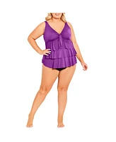 Plus Ruffled Tankini Top