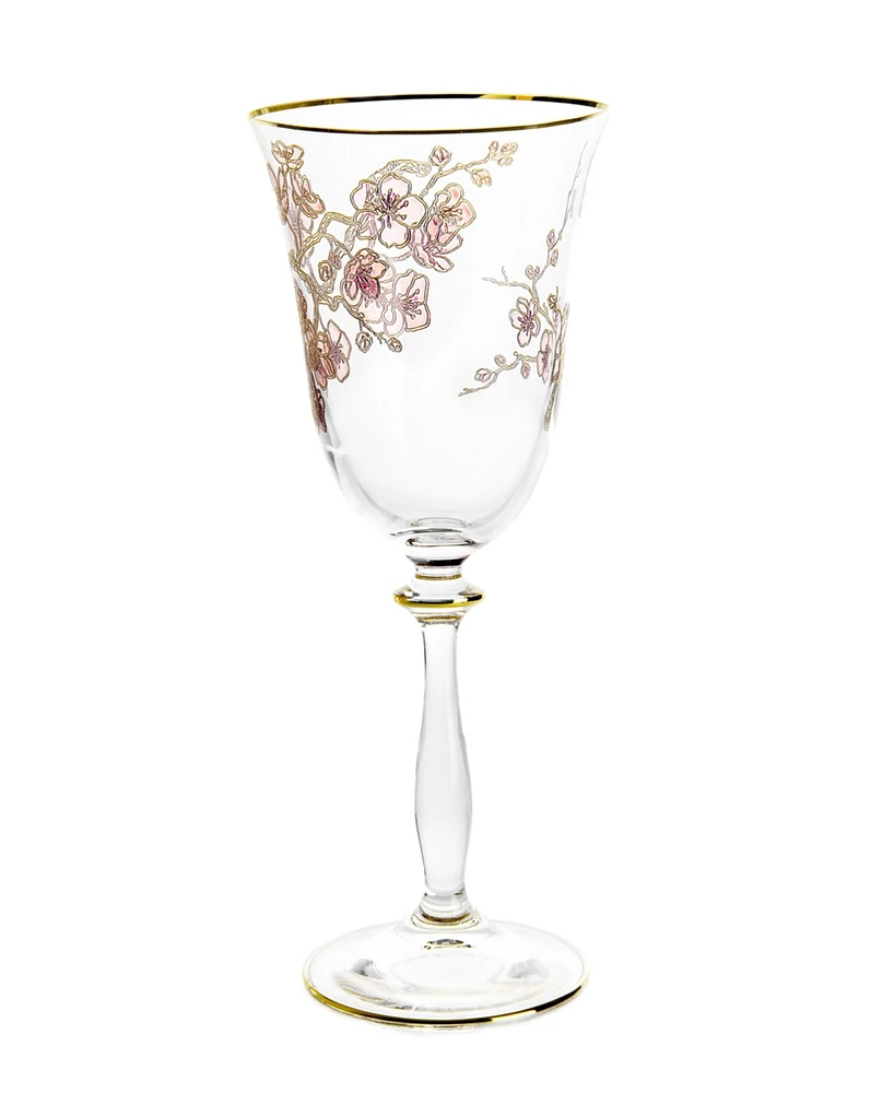 Vivience Floral Design Wine Glasses 6.25 oz, Set of 4